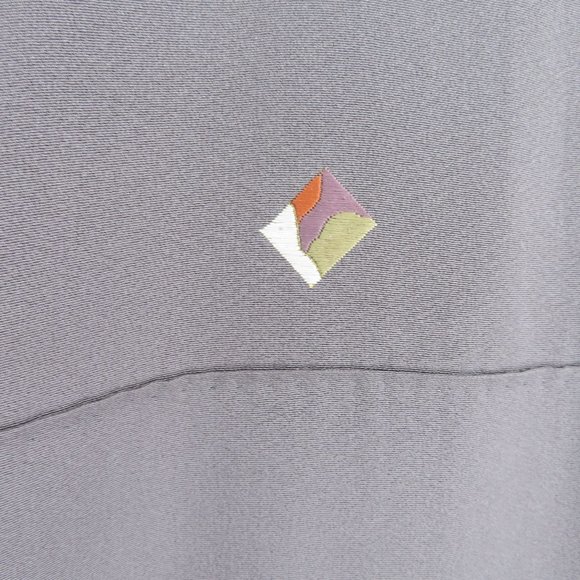 Japanese Kimono Silk Houmongi Vintage Solid Gray Embroidery 59in - Picture 4 of 10